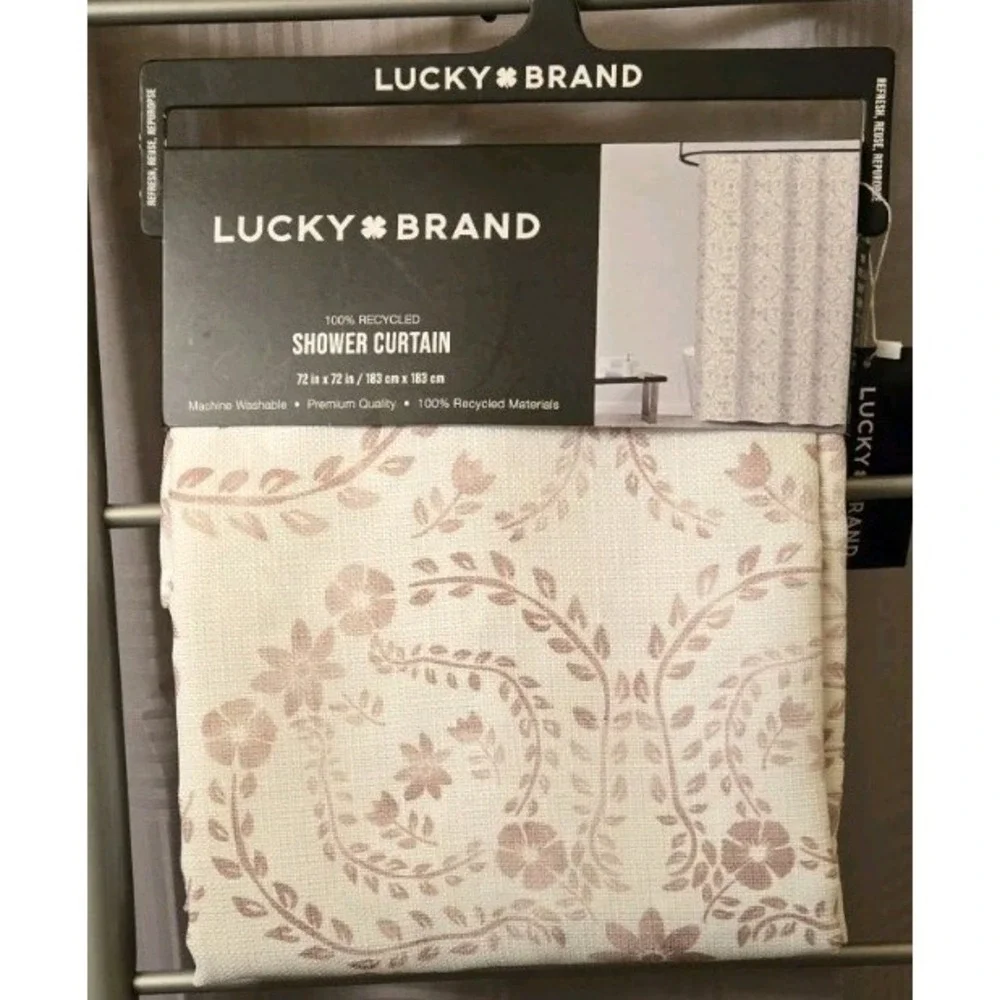 Lucky Brand Shower Curtain Watercolor Meadow Flowers Clover Medallion 72x72 NEW